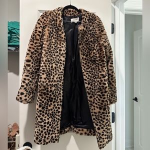 Loeffler Randall Leopard Faux Fur Coat